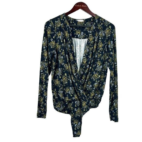 Free People Tops - New Free People Intimately Turnt Faux Wrap Long Sleeve Bodysuit Night Combo Sz L